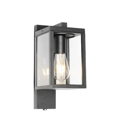 QAZQA Gartenbeleuchtung|Außenleuchten Mit Sensor*Außenwandlaterne schwarz mit Hell-Dunkel-Sensor IP44 - Charlois