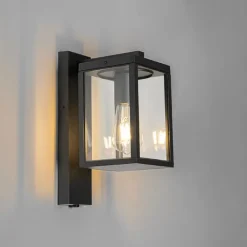 QAZQA Gartenbeleuchtung|Außenleuchten Mit Sensor*Außenwandlaterne schwarz mit Hell-Dunkel-Sensor IP44 - Charlois