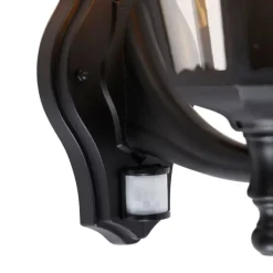 QAZQA Gartenbeleuchtung|Außenleuchten Mit Sensor*Außenwandlaterne schwarz mit Bewegungssensor IP44 - Havanna