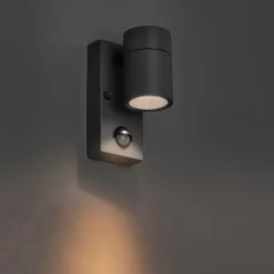 QAZQA Gartenbeleuchtung|Außenleuchten Mit Sensor*Außenwandleuchte Anthrazit IP44 mit Bewegungssensor - Solo