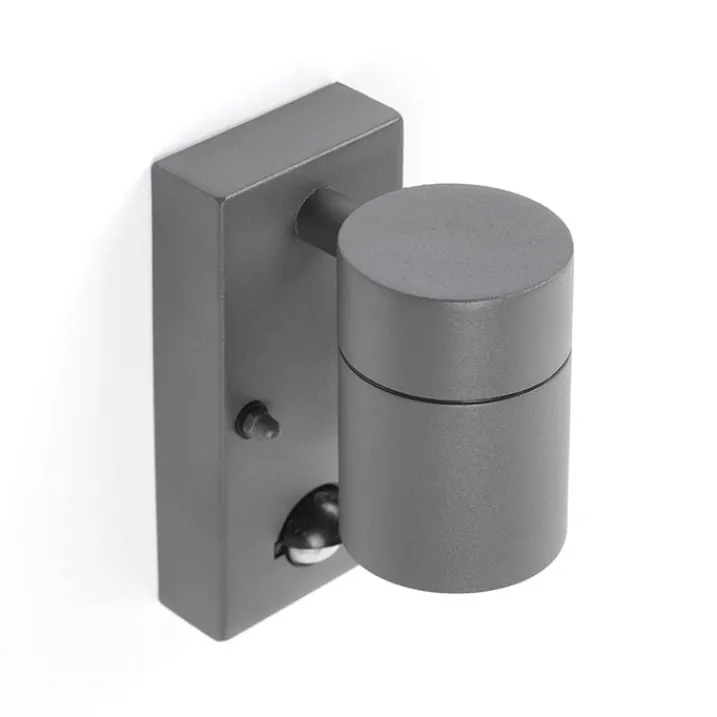 QAZQA Gartenbeleuchtung|Außenleuchten Mit Sensor*Außenwandleuchte Anthrazit IP44 mit Bewegungssensor - Solo