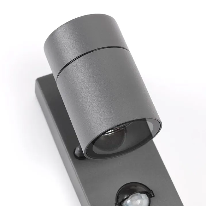 QAZQA Gartenbeleuchtung|Außenleuchten Mit Sensor*Außenwandleuchte Anthrazit IP44 mit Bewegungssensor - Solo