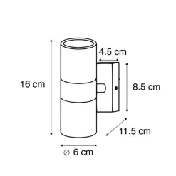 QAZQA Gartenbeleuchtung|Außenwandleuchten*Außenwandleuchte anthrazit IP44 - Duo
