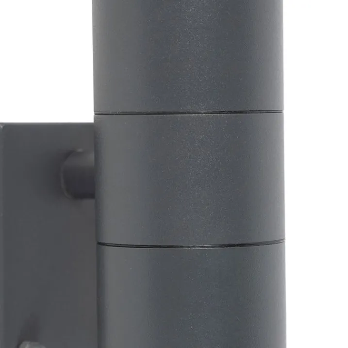 QAZQA Gartenbeleuchtung|Außenwandleuchten*Außenwandleuchte Anthrazit 2-flammig IP44 mit Bewegungsmelder - Duo