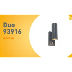 QAZQA Gartenbeleuchtung|Außenwandleuchten*Außenwandleuchte Anthrazit 2-flammig IP44 mit Bewegungsmelder - Duo