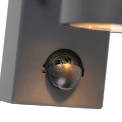 QAZQA Gartenbeleuchtung|Außenwandleuchten*Außenwandleuchte Anthrazit 2-flammig IP44 mit Bewegungsmelder - Duo