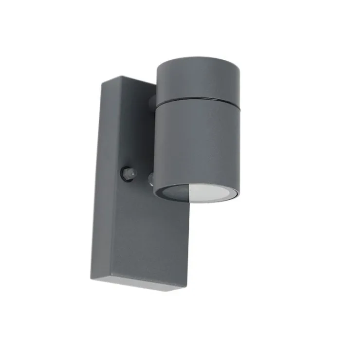 QAZQA Gartenbeleuchtung|Außenleuchten Mit Sensor*Außenwandleuchte Anthrazit IP44 mit Dämmerungssensor - Solo