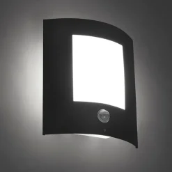 QAZQA Gartenbeleuchtung|Außenleuchten Mit Sensor*Außenwandleuchte Anthrazit mit Bewegungssensor IP44 - Emmerald 1