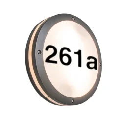 QAZQA Gartenbeleuchtung|Außenwandleuchten*Außenwandleuchte anthrazit mit Hausnummer IP54 - Glow