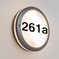 QAZQA Gartenbeleuchtung|Außenwandleuchten*Außenwandleuchte anthrazit mit Hausnummer IP54 - Glow