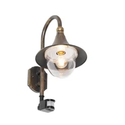 QAZQA Gartenbeleuchtung|Außenleuchten Mit Sensor*Außenwandleuchte antikgold IP44 inkl. Bewegungsmelder - Daphne