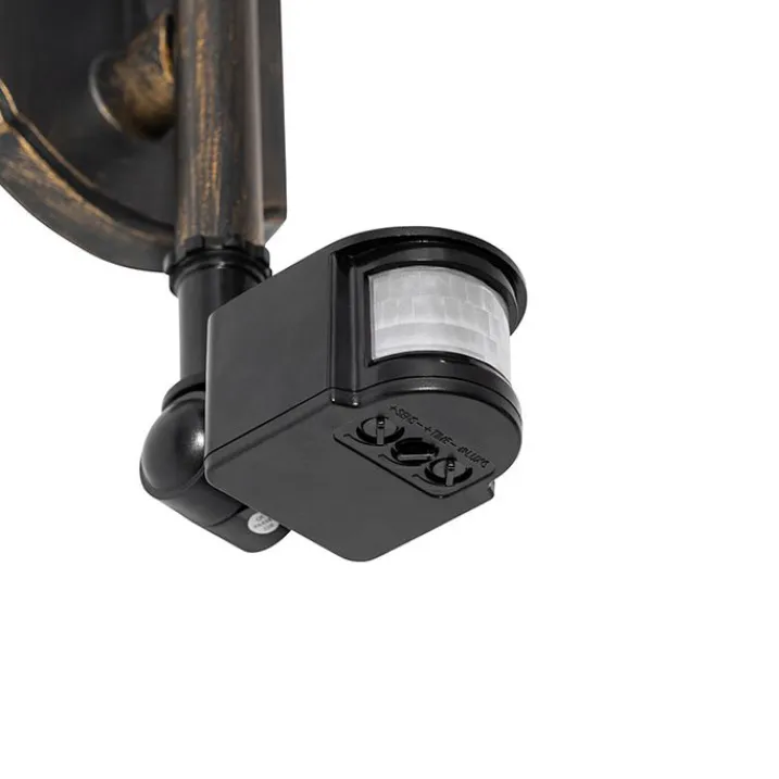 QAZQA Gartenbeleuchtung|Außenleuchten Mit Sensor*Außenwandleuchte antikgold IP44 inkl. Bewegungsmelder - Daphne