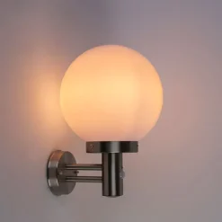 QAZQA Gartenbeleuchtung|Außenleuchten Mit Sensor*Außenwandleuchte aus Edelstahl IP44 mit Bewegungsmelder - Sfera