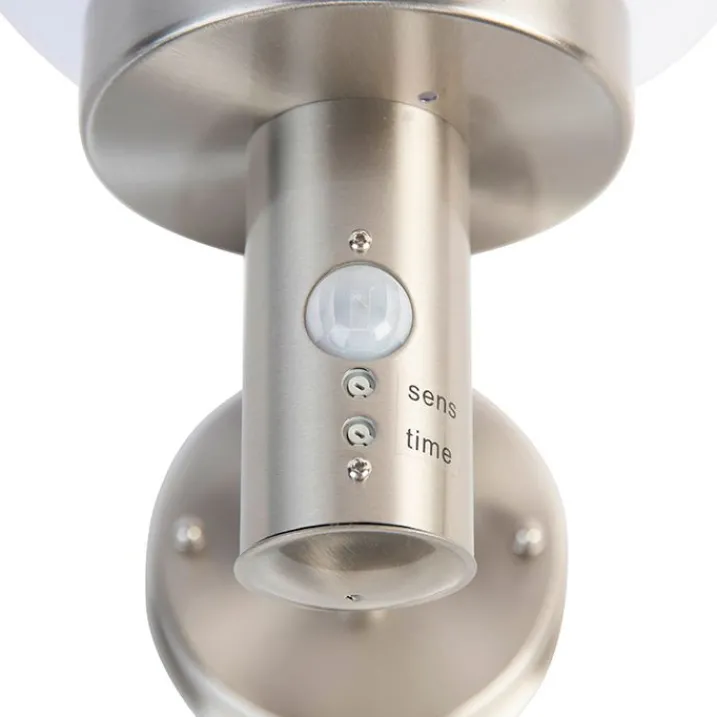 QAZQA Gartenbeleuchtung|Außenleuchten Mit Sensor*Außenwandleuchte aus Edelstahl IP44 mit Bewegungsmelder - Sfera