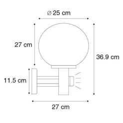 QAZQA Gartenbeleuchtung|Außenleuchten Mit Sensor*Außenwandleuchte aus Edelstahl IP44 mit Bewegungsmelder - Sfera