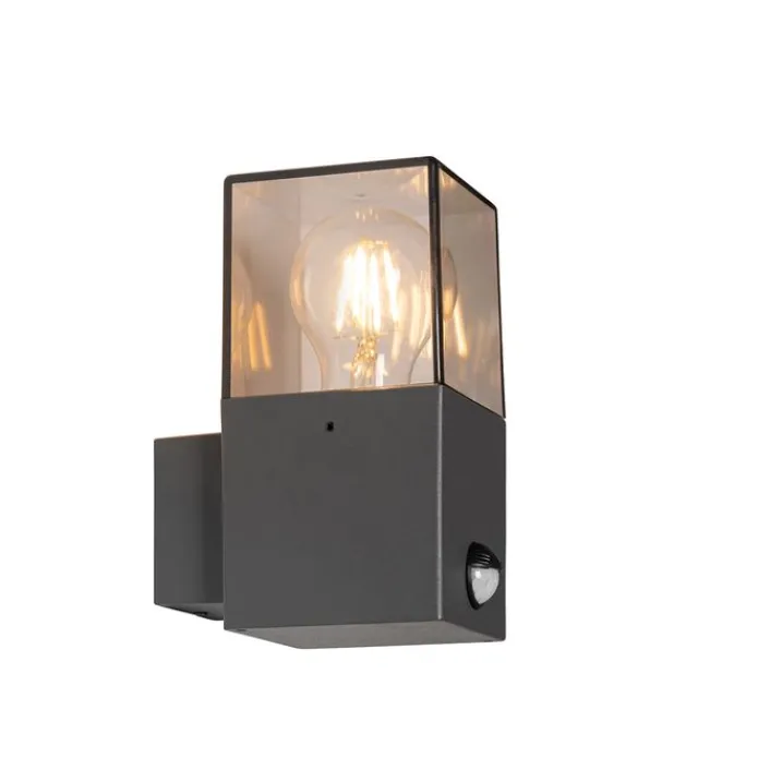 QAZQA Gartenbeleuchtung|Außenleuchten Mit Sensor*Außenwandleuchte dunkelgrau und Bewegungsmelder IP44 - Dänemark