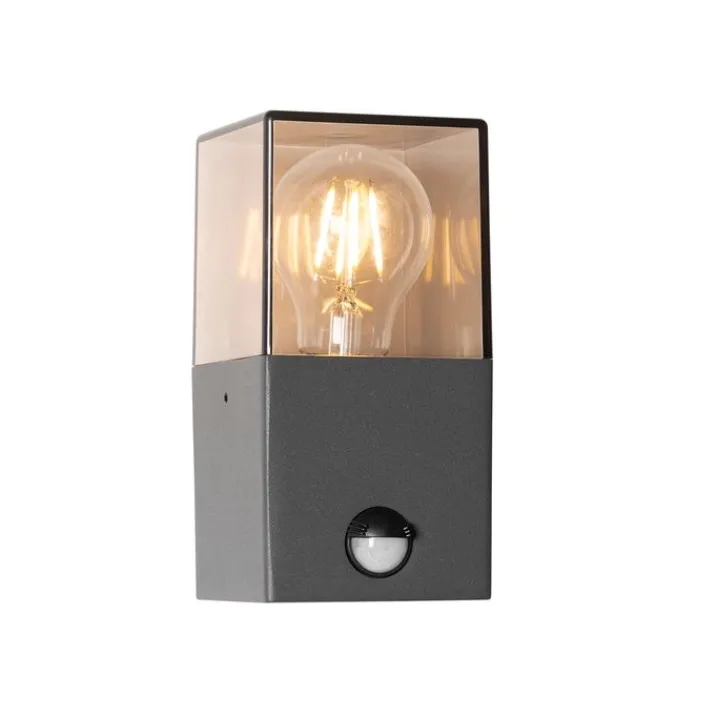 QAZQA Gartenbeleuchtung|Außenleuchten Mit Sensor*Außenwandleuchte dunkelgrau und Bewegungsmelder IP44 - Dänemark