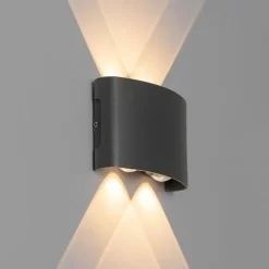 QAZQA Gartenbeleuchtung|Led-Außenleuchten*Außenwandleuchte dunkelgrau inkl. LED 4-flammig IP54 - Silly