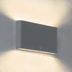 QAZQA Gartenbeleuchtung|Led-Außenleuchten*Außenwandleuchte dunkelgrau 17,5 cm inkl. LED IP65 - Batt