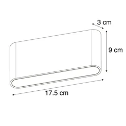 QAZQA Gartenbeleuchtung|Led-Außenleuchten*Außenwandleuchte dunkelgrau 17,5 cm inkl. LED IP65 - Batt