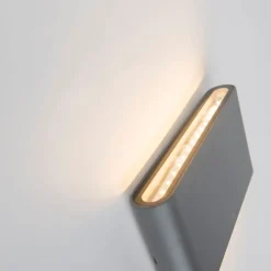 QAZQA Gartenbeleuchtung|Led-Außenleuchten*Außenwandleuchte dunkelgrau 17,5 cm inkl. LED IP65 - Batt