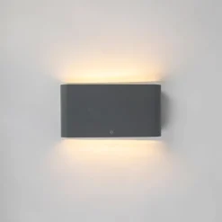 QAZQA Gartenbeleuchtung|Led-Außenleuchten*Außenwandleuchte dunkelgrau 17,5 cm inkl. LED IP65 - Batt