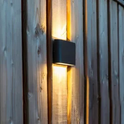 QAZQA Gartenbeleuchtung|Led-Außenleuchten*Außenwandleuchte dunkelgrau 17,5 cm inkl. LED IP65 - Batt