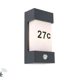 QAZQA Gartenbeleuchtung|Außenleuchten Mit Sensor*Außenwandleuchte dunkelgrau IP54 Bewegungssensor - Tide