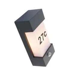 QAZQA Gartenbeleuchtung|Außenleuchten Mit Sensor*Außenwandleuchte dunkelgrau IP54 Bewegungssensor - Tide