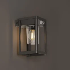 QAZQA Gartenbeleuchtung|Led-Außenleuchten*Außenwandleuchte dunkelgrau inkl. LED und Solar - Sonne