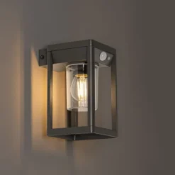 QAZQA Gartenbeleuchtung|Led-Außenleuchten*Außenwandleuchte dunkelgrau inkl. LED und Solar - Sonne