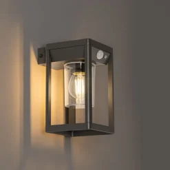 QAZQA Gartenbeleuchtung|Led-Außenleuchten*Außenwandleuchte dunkelgrau inkl. LED und Solar - Sonne