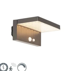 QAZQA Gartenbeleuchtung|Led-Außenleuchten*Außenwandleuchte dunkelgrau inkl. LED und Solar - Sunnie