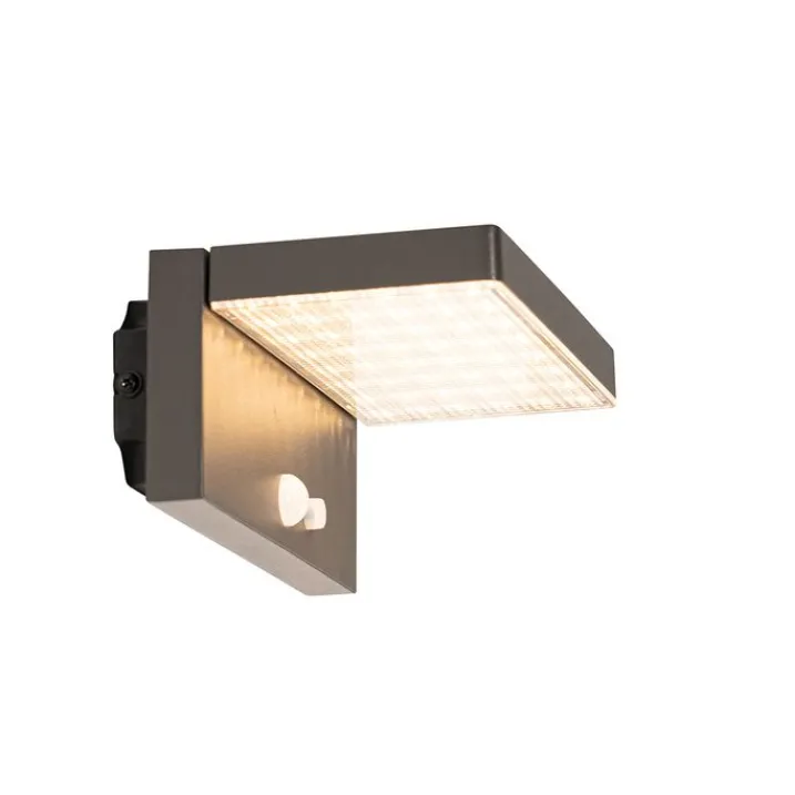 QAZQA Gartenbeleuchtung|Led-Außenleuchten*Außenwandleuchte dunkelgrau inkl. LED und Solar - Sunnie