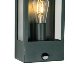 QAZQA Gartenbeleuchtung|Außenleuchten Mit Sensor*Außenwandleuchte dunkelgrün mit Bewegungsmelder IP44 - Rotterdam