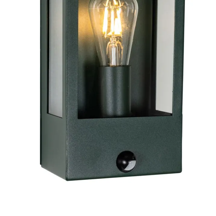 QAZQA Gartenbeleuchtung|Außenleuchten Mit Sensor*Außenwandleuchte dunkelgrün mit Bewegungsmelder IP44 - Rotterdam