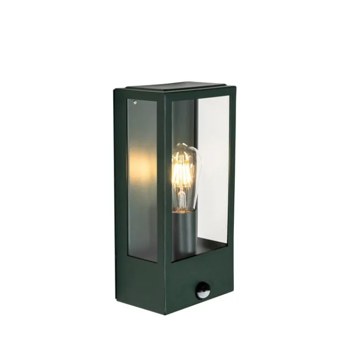 QAZQA Gartenbeleuchtung|Außenleuchten Mit Sensor*Außenwandleuchte dunkelgrün mit Bewegungsmelder IP44 - Rotterdam
