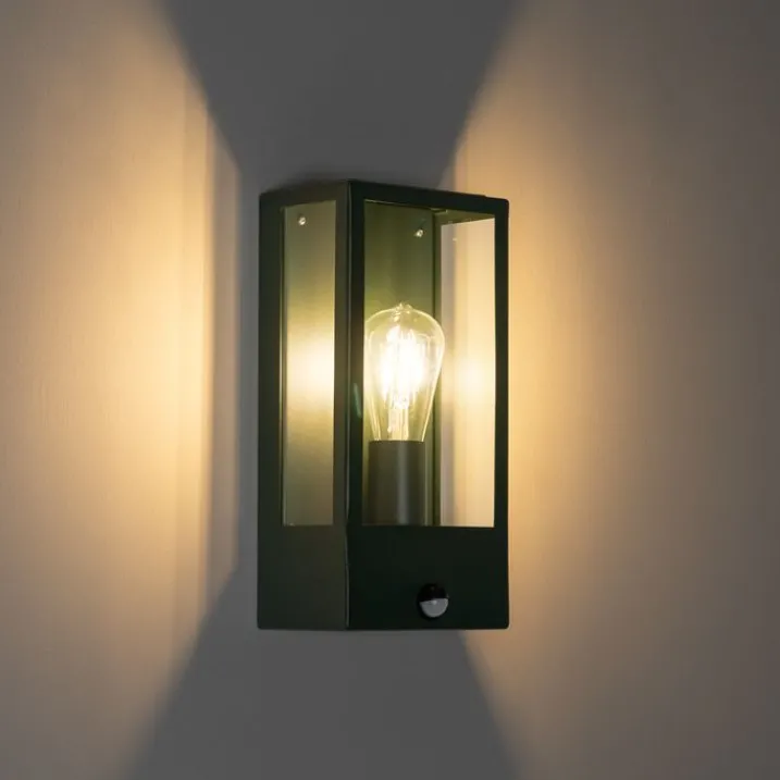 QAZQA Gartenbeleuchtung|Außenleuchten Mit Sensor*Außenwandleuchte dunkelgrün mit Bewegungsmelder IP44 - Rotterdam