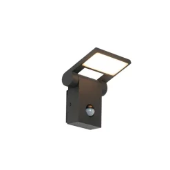 QAZQA Gartenbeleuchtung|Led-Außenleuchten*Außenwandleuchte grau inkl. LED IP54 mit Bewegungsmelder - Zane