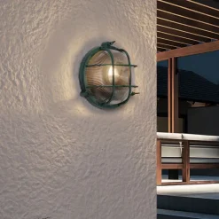 QAZQA Gartenbeleuchtung|Außenwandleuchten*Außenwandleuchte Grün Rund IP44 - Noutica