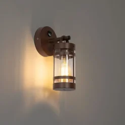 QAZQA Gartenbeleuchtung|Außenwandleuchten*Außenwandleuchte rostbraun IP44 mit Bewegungssensor - Ruben