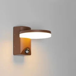 QAZQA Gartenbeleuchtung|Led-Außenleuchten*Außenwandleuchte rostbraun inkl. LED IP54 Bewegungssensor - Esmee
