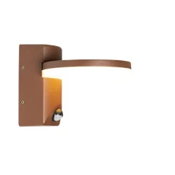 QAZQA Gartenbeleuchtung|Led-Außenleuchten*Außenwandleuchte rostbraun inkl. LED IP54 Bewegungssensor - Esmee