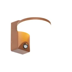 QAZQA Gartenbeleuchtung|Led-Außenleuchten*Außenwandleuchte rostbraun inkl. LED IP54 Bewegungssensor - Esmee