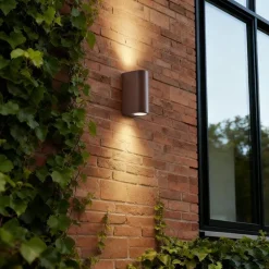 QAZQA Gartenbeleuchtung|Außenwandleuchten*Außenwandleuchte rostbrauner Kunststoff oval 2-flammig - Baleno