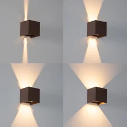 QAZQA Gartenbeleuchtung|Led-Außenleuchten*Außenwandleuchte rostbraun inkl. LED 2-flammig IP54 - Edwin