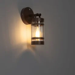 QAZQA Gartenbeleuchtung|Außenwandleuchten*Außenwandleuchte rostbraun IP44 Hell-Dunkel-Sensor - Ruben