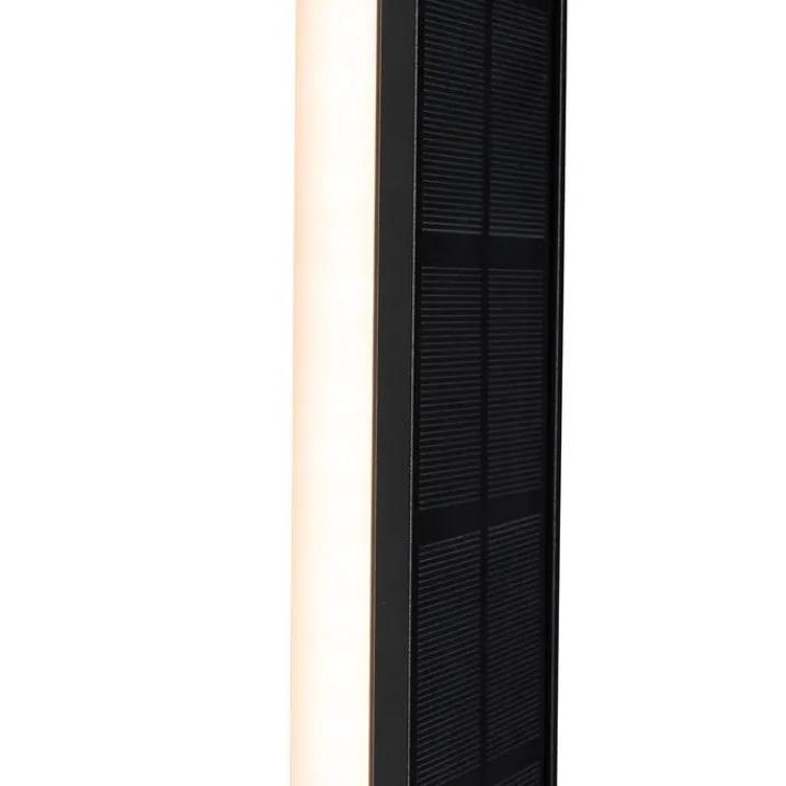 QAZQA Gartenbeleuchtung|Led-Außenleuchten*Außenwandleuchte schwarz 30 cm inkl. LED 4-stufig dimmbar mit Solar - Serena