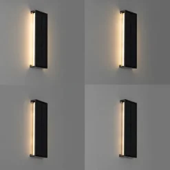 QAZQA Gartenbeleuchtung|Led-Außenleuchten*Außenwandleuchte schwarz 30 cm inkl. LED 4-stufig dimmbar mit Solar - Serena