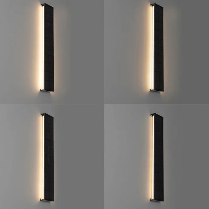 QAZQA Gartenbeleuchtung|Led-Außenleuchten*Außenwandleuchte schwarz 60 cm inkl. LED 4-stufig dimmbar mit Solar - Serena